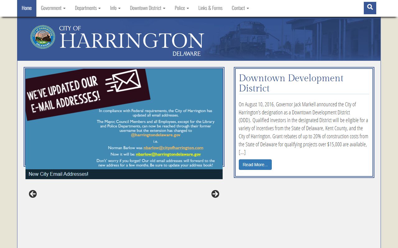 City of Harrington Delaware website for criminal history records