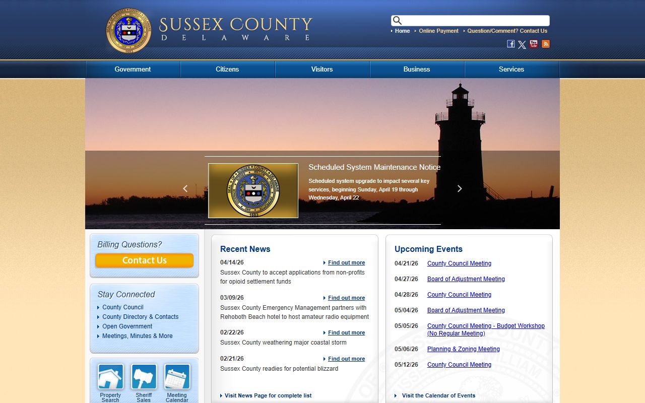 Sussex County Government homepage