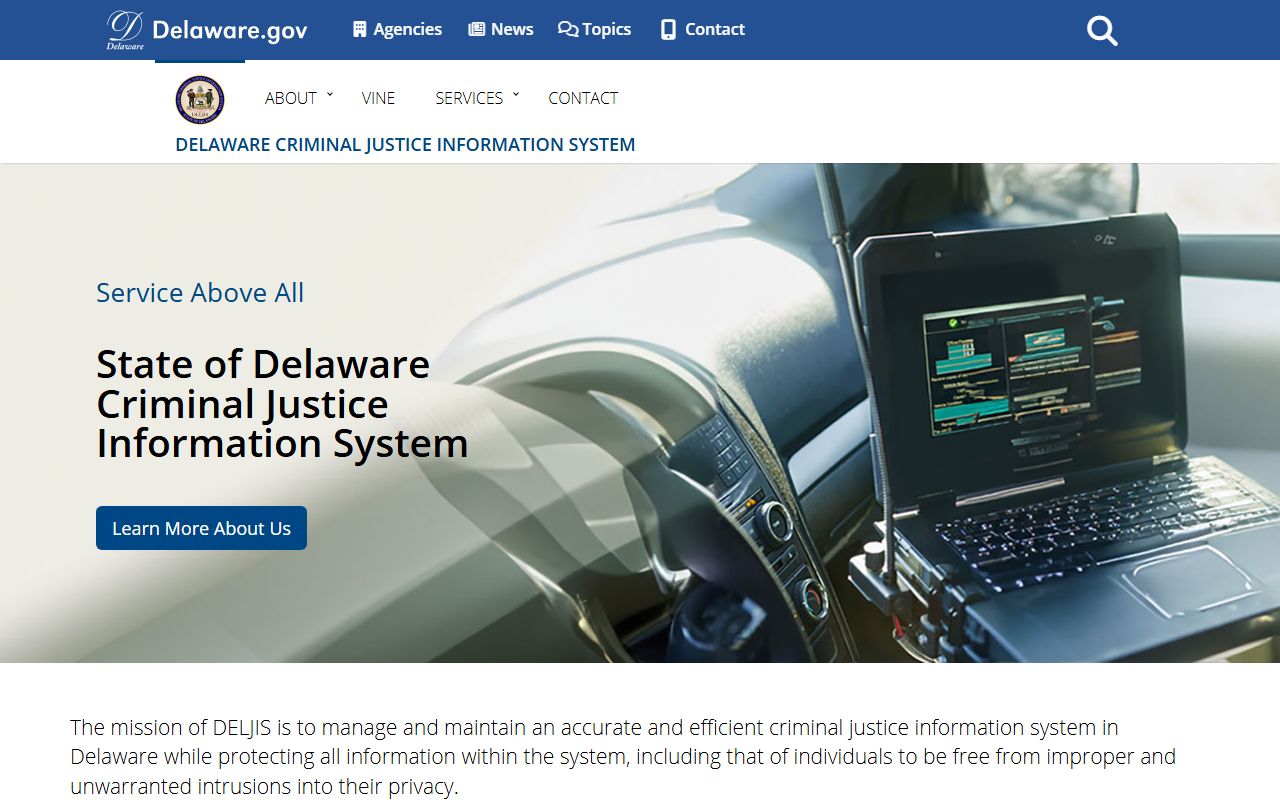 Delaware DELJIS criminal justice information system homepage